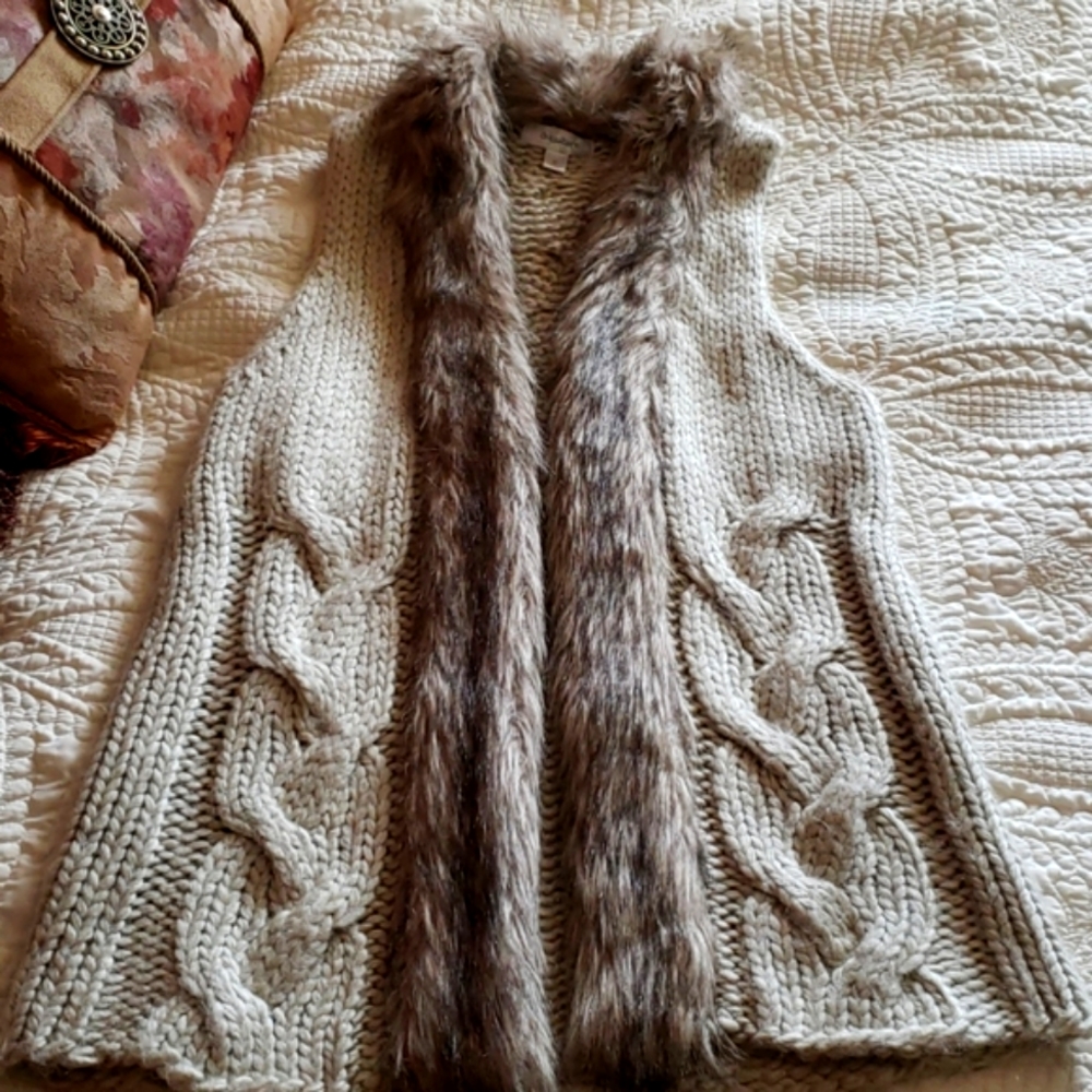 faux fur knit vest